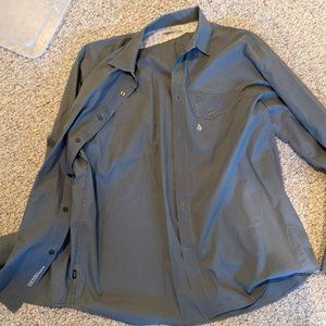 Men's Volcom green button-down long-sleeve dress shirt